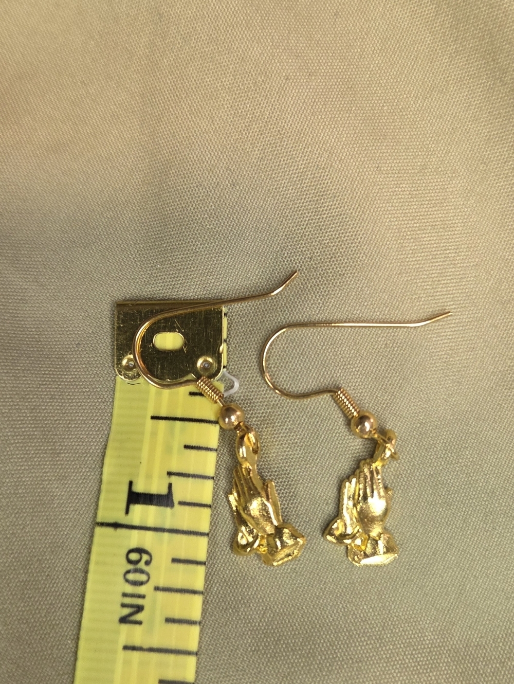 Gold Praying Hands Dangle Earrings Faith Religious Jewelry